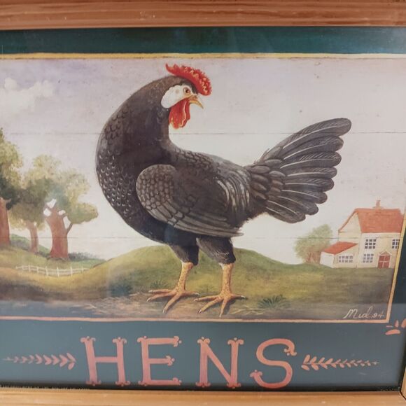 Vintage Chicken and Hen Pictures Framed Prints Farmhouse Country 9" X 11" Two - Picture 8 of 10